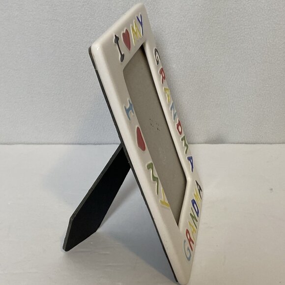 Vtg I Love My Grandma Ceramic Picture Frame Colorful Lettering Holds 4x6 Photo - Picture 8 of 9